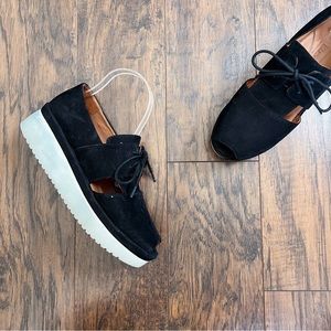 L’Amour Des Pieds • Alsion platform sandal lace up black suede leather
